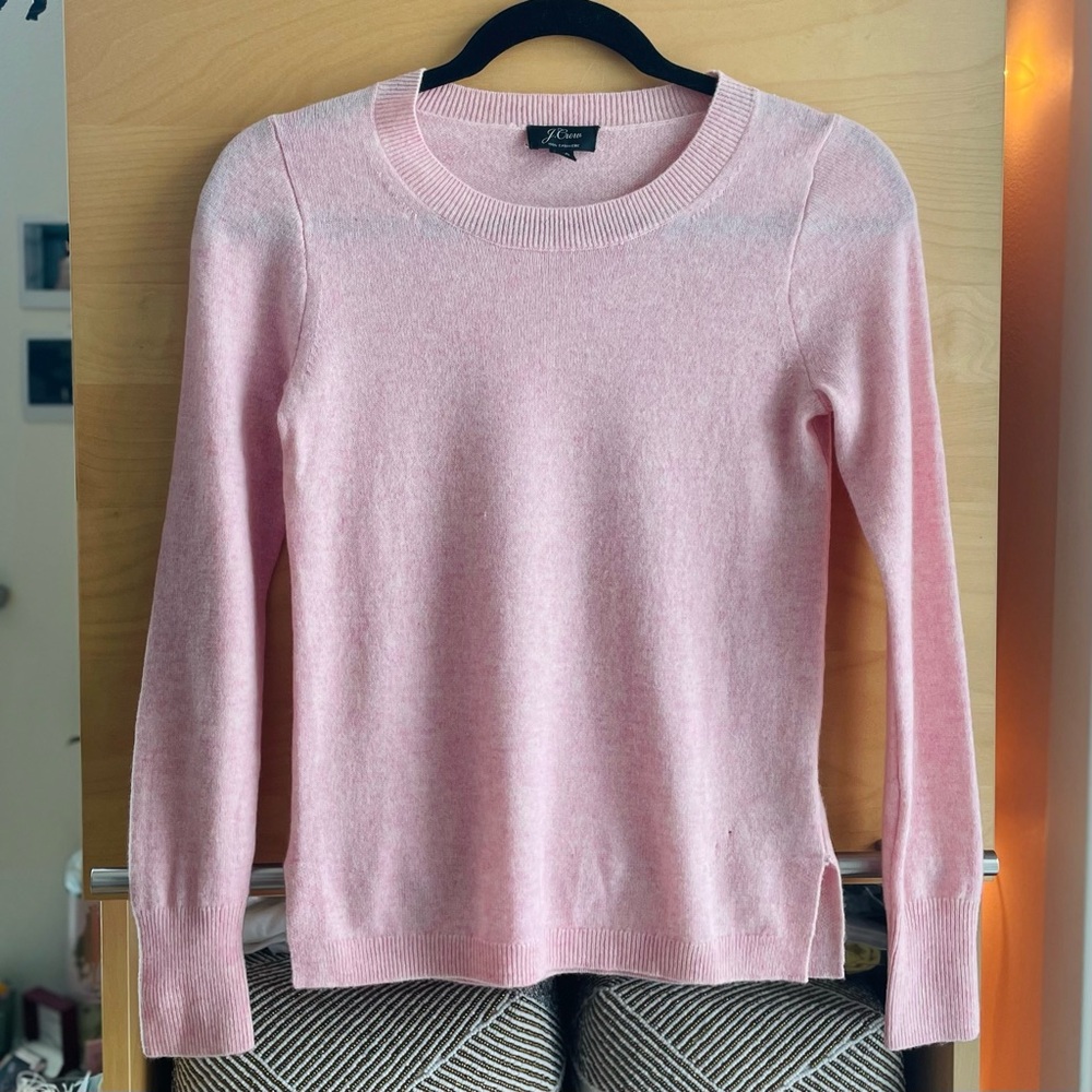 J. CREW | XXS | 100% Cashmere Dusty Rose Light Knit Crewneck Longsleeve Sweater - Picture 10 of 17